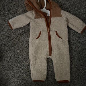 Adorable Cream and Brown Kids Footie